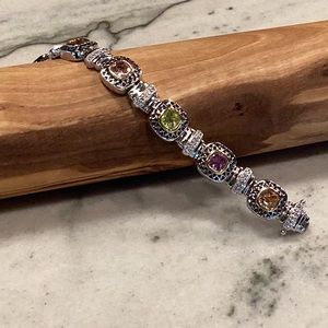 Glamorous pastel gem and rhinestone bracelet